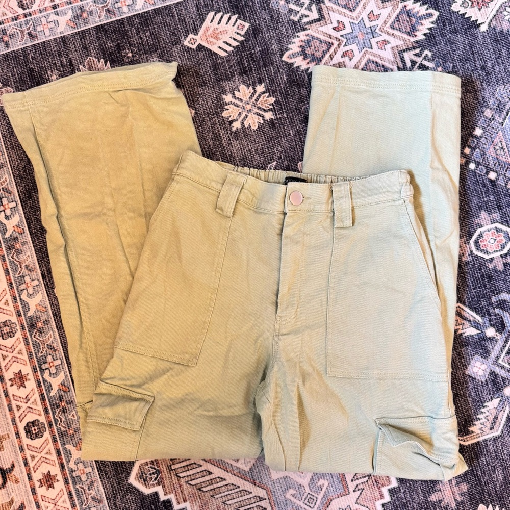 Cotton Candy LA Light Green Twill Cargo Pants 100% Cotton Size Medium